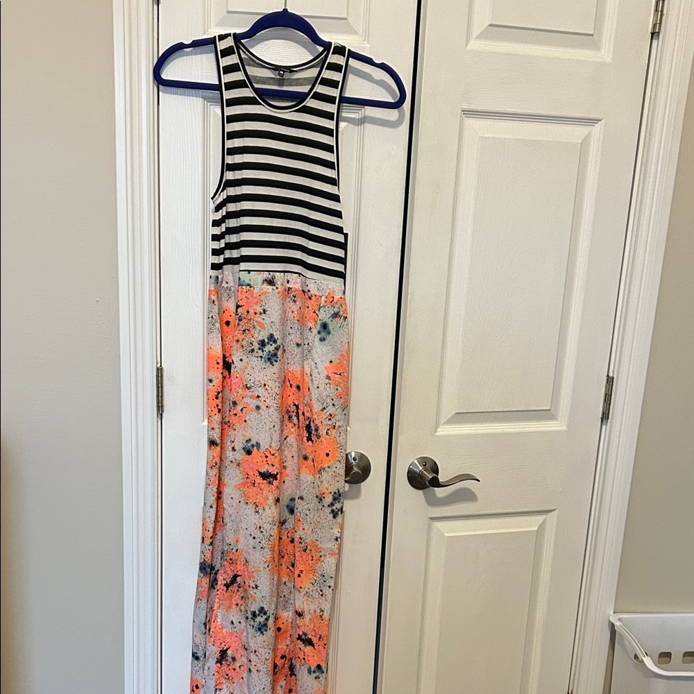 Hurley Striped and Floral Maxi Dress NWT